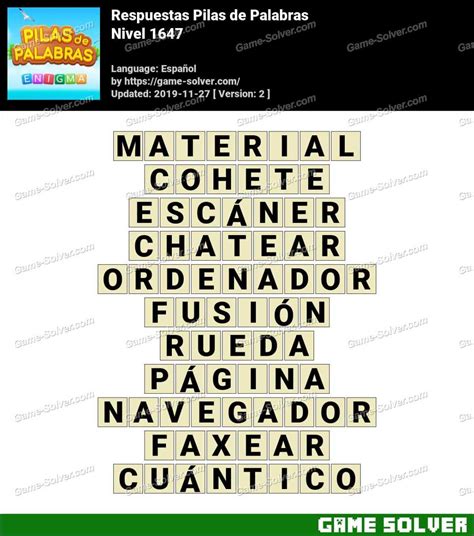 Wordalot Nivel 1647 Respuestas Actualizadas【2023.